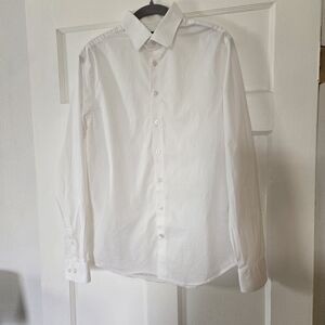 Express Men's White Dress Shirt - Long Sleeve Button-Up